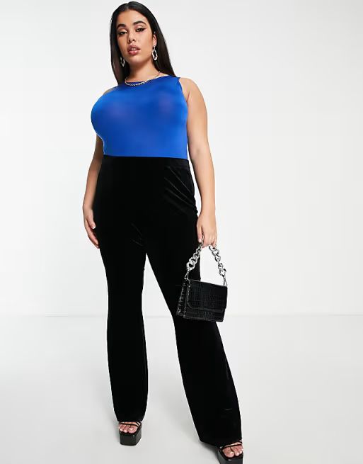 Flounce London Plus - Body près du corps à encolure montante - Bleu de cobalt | ASOS (Global)