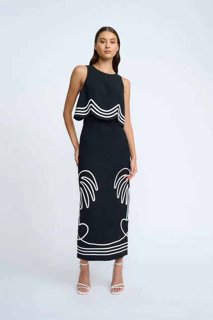 Love Palm Midi Skirt - Black Ivory | By Johnny