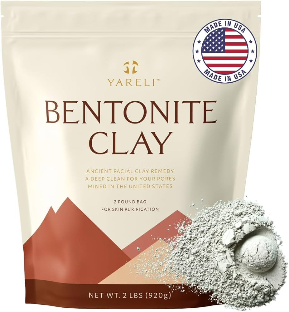YARELI Bentonite Clay Powder Facial Mask & Cleansing Bath, Pure Indian Healing Clay, 2lb (32oz) | Amazon (US)