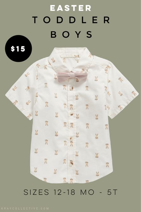 The $15 bunny printed button down with a bow tie.

Easter outfits | toddler boys outfits | Bunny top | bunny style

#easteroutfits #springoutfits #toddleroutfits #boyseasteroutfits #easter

#LTKSeasonal #LTKkids #LTKunder50