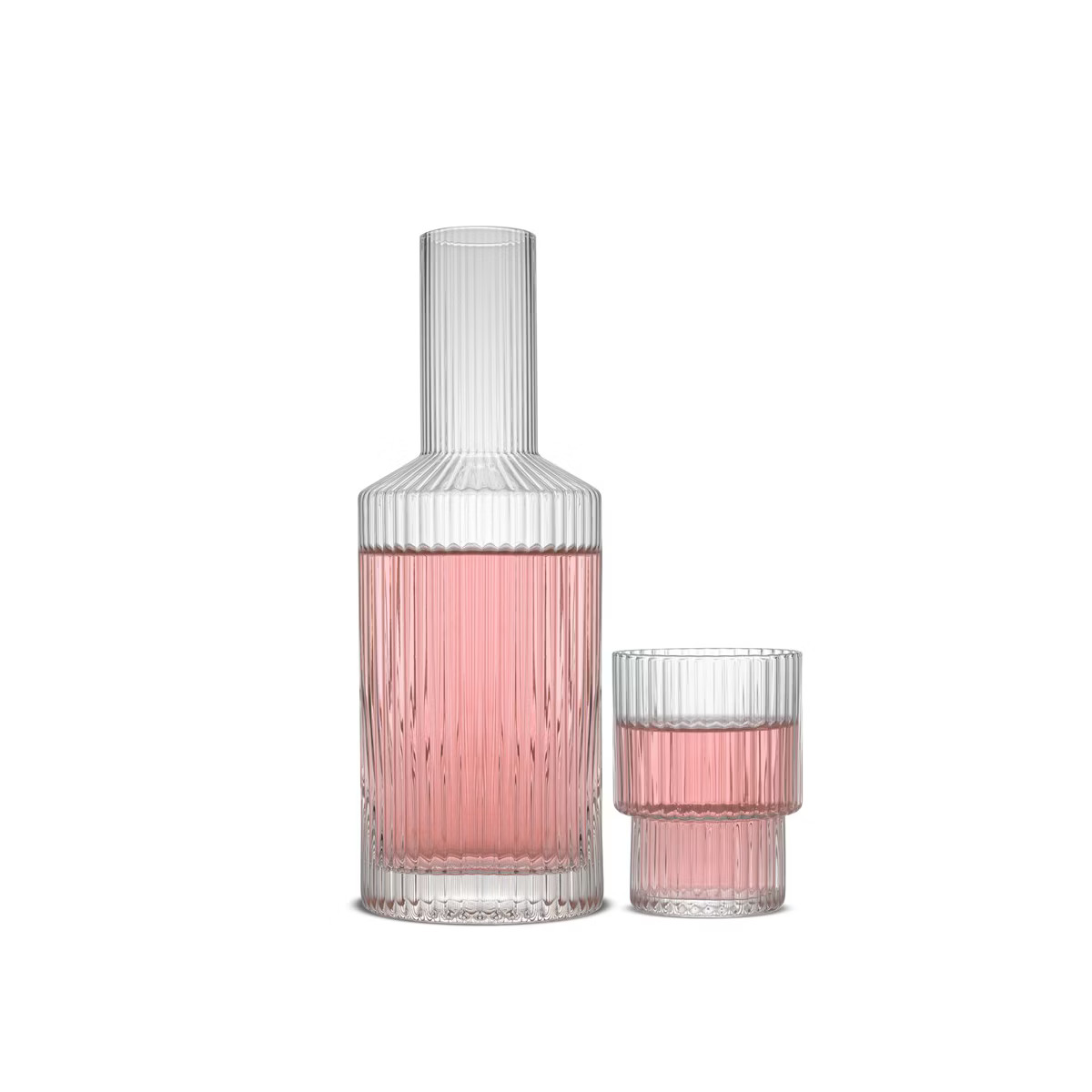 JoyJolt Elle 2 Piece Fluted Bedside Carafe Decanter Set - 26 oz Night Carafe with a 9oz Glass Cup... | Target