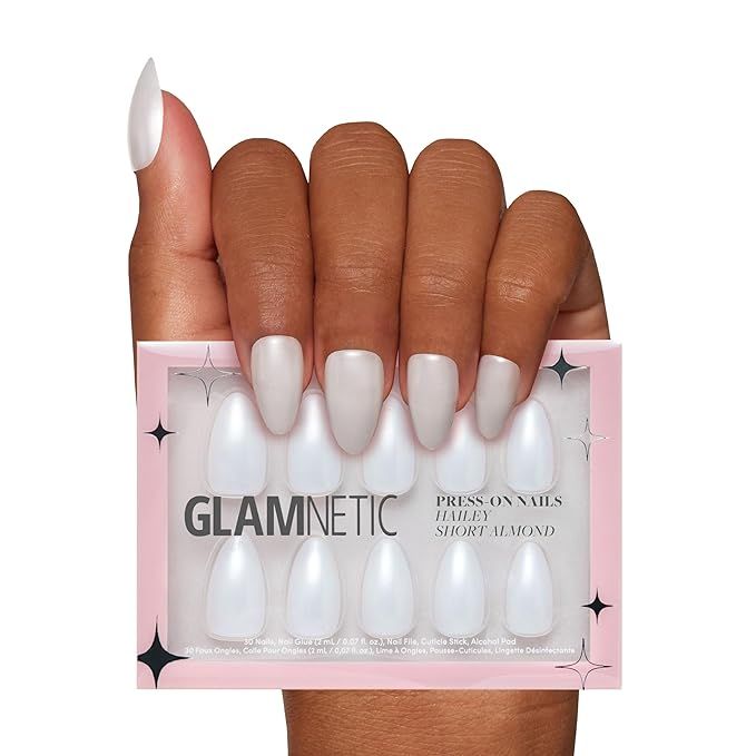 Glamnetic Press On Nails - Hailey | Glossy, Semi-Transparent, Short Almond Nails, Reusable | 15 S... | Amazon (US)