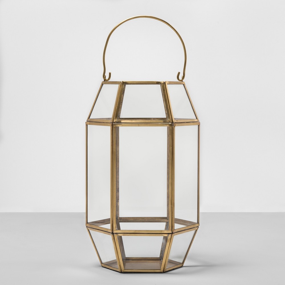 18"" Hexagon Outdoor Lantern Gold Frame - Opalhouse | Target