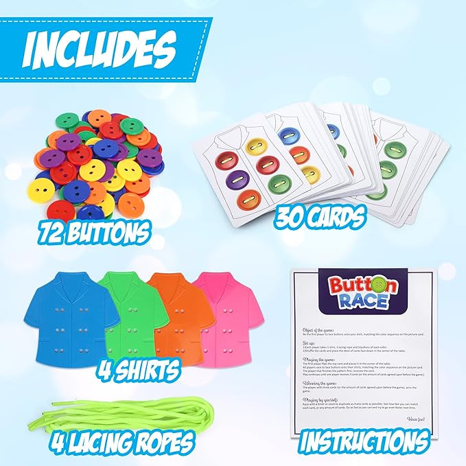 Point Games Lacing Cards Sequence Game - Threading. Sewing, Button Lace Occupational Therapy Toy,... | Amazon (US)