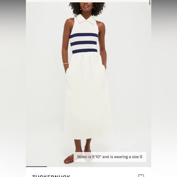 Tuckernuck ivory navy striped Marina dress small s worn once | Poshmark