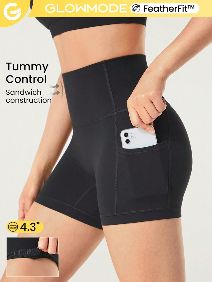 GLOWMODE 4.3" FeatherFit™ Anti Roll-Down Pocket Bike Shorts Non Front Seam Breathable Cycling R... | SHEIN