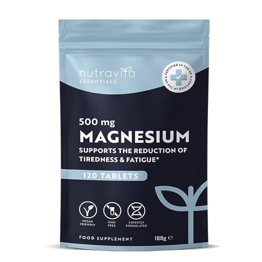 Magnesium Supplements 500mg - 120 Vegan High Strength Tablets – 4 Month Supply – Supports Mus... | Amazon (UK)