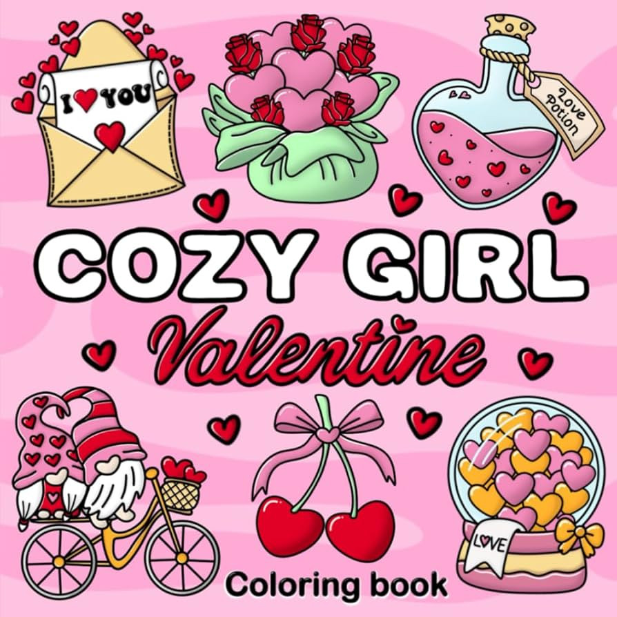 Cozy Girl Valentine: A Bold and Easy Romantic Valentine's Day Coloring Book for Adults & Teens wi... | Amazon (US)