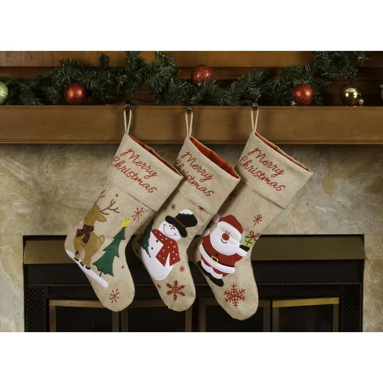 Burlap Christmas Stockings – 18” Merry Christmas Burlap Stockings 3 Pack | Walmart (US)