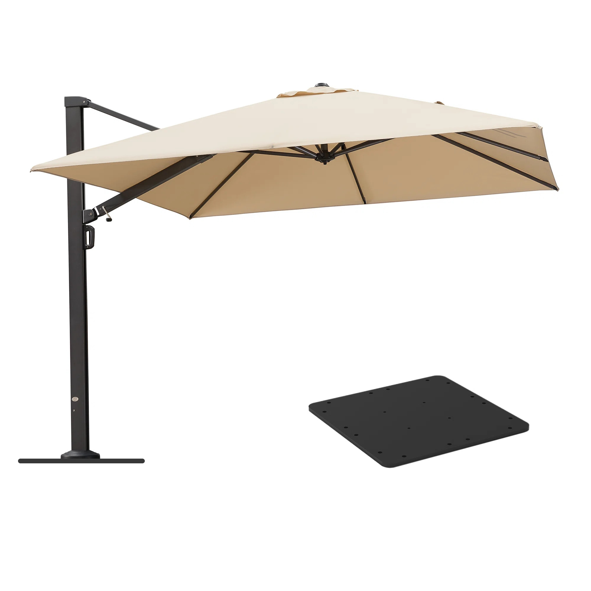 Purple Leaf Outdoor 120'' Square AlumInum Cantilever Offset Umbrella With Steel Plate Base | Wayf... | Wayfair North America