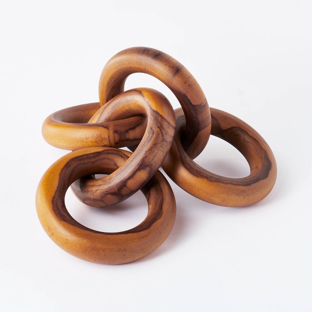2.5"" x 17"" Decorative Teak Wood Chain Figurine - Threshold designed with Studio McGee | Target