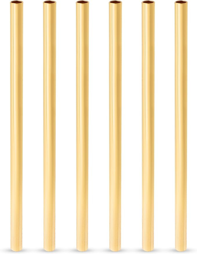 Viski Stainless Steel Straws with Gold Finish, Reusable Short Metal Straw Perfect for Lowball Gla... | Amazon (US)