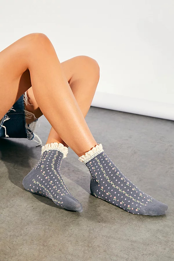 Rosebud Waffle Knit Ankle Socks | Free People (Global - UK&FR Excluded)