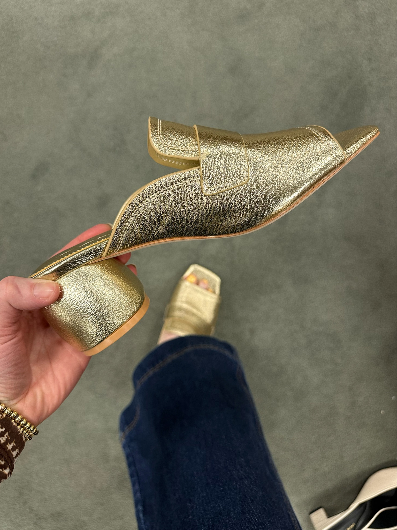 These gold sandals were a steal and came home with me  