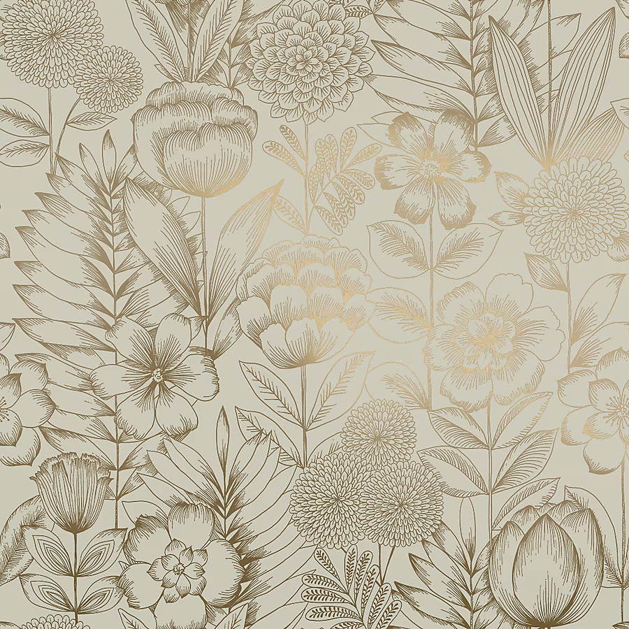 Tempaper 28-sq ft Vintage Gold Vinyl Floral Self-adhesive Peel and Stick Wallpaper Lowes.com | Lowe's