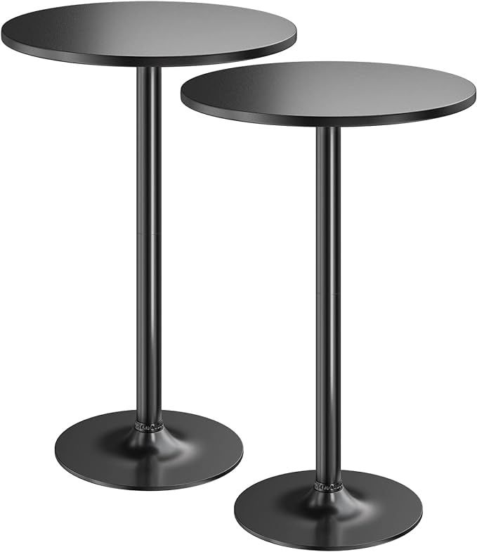 Furmax Bistro Pub Table 2 Pack Round Bar Height Cocktail Table Metal Base MDF Top Obsidian Table ... | Amazon (US)