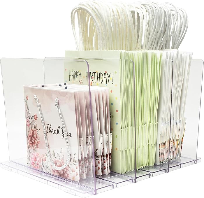 Gift Bag Storage Organizer, Acrylic Clear Shopping Bag Organizer, Adjustable Shelf Divider Bag Or... | Amazon (US)