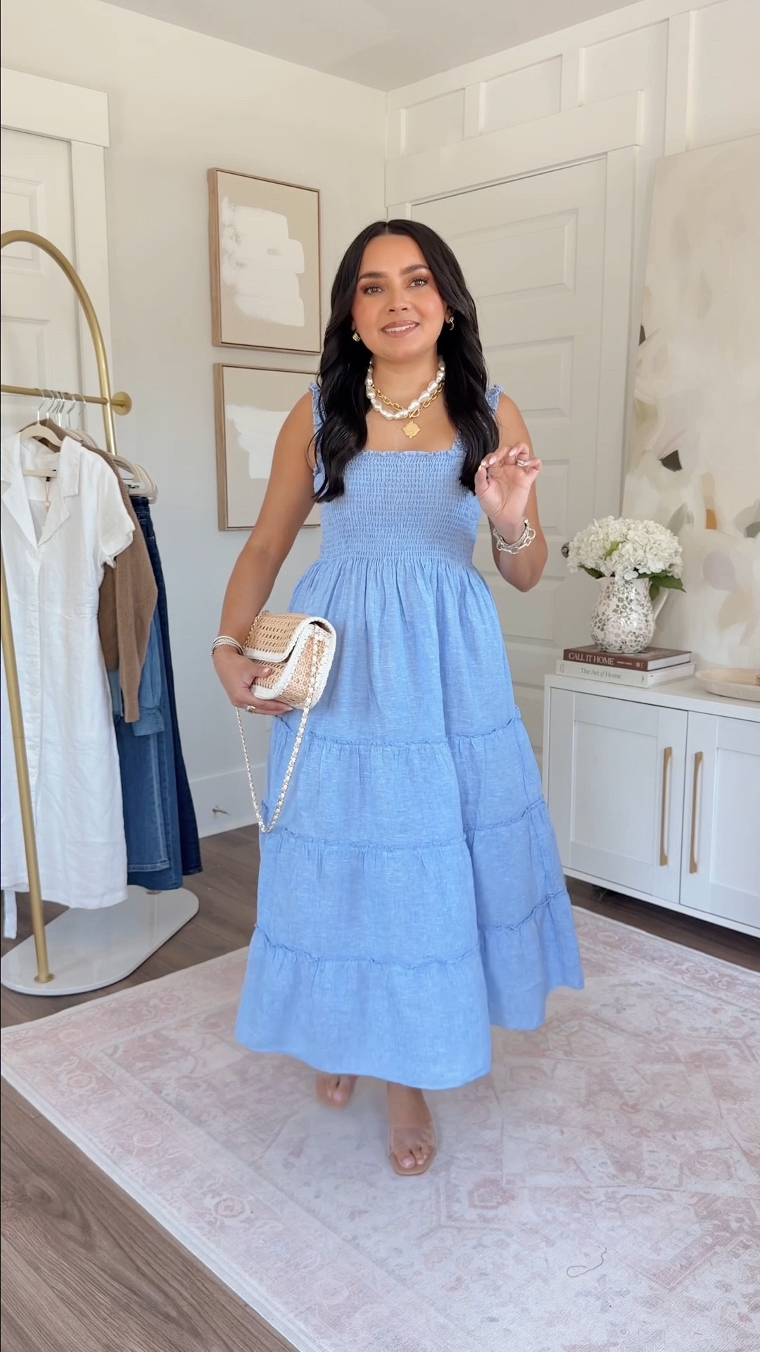 Blue smocked midi dress XS TTS
Clear heels size 5 TTS

#LTKootd #LTKPetite #LTKgrwm