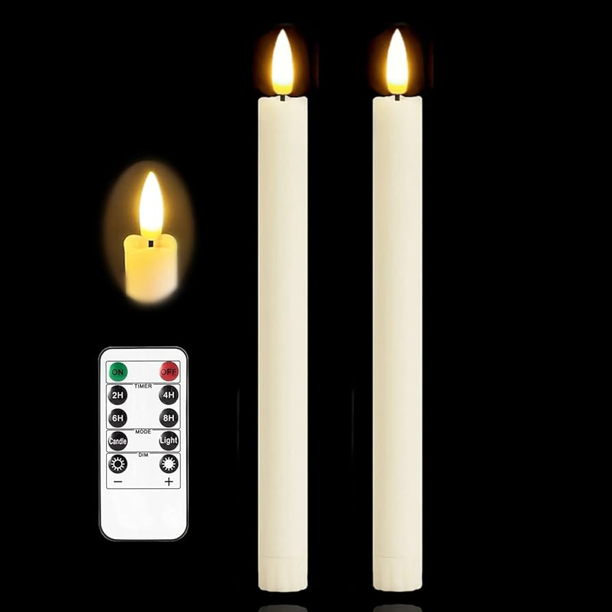 3D Black Wick Led Battery Operated Flameless Taper Candles Light with Remote Timer, Electric Fake... | Amazon (US)