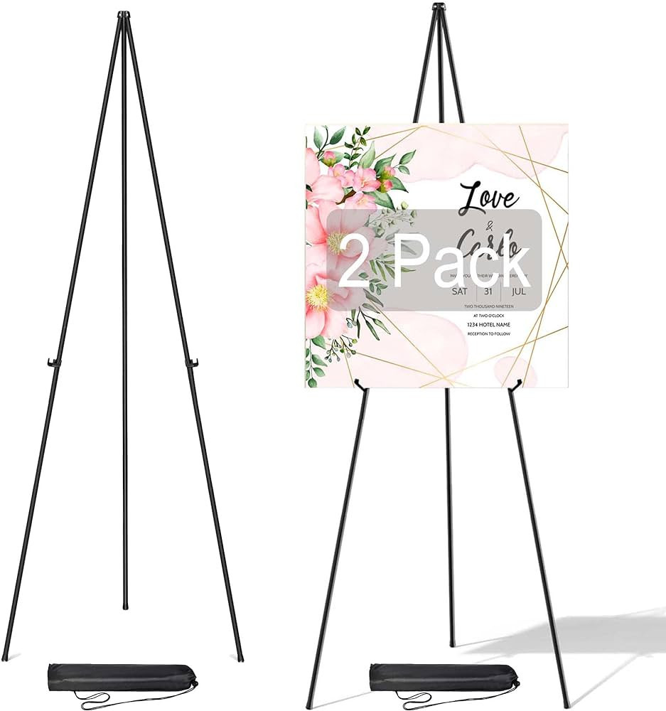 2 Pack Easel Stand for Display Wedding Sign & Poster - 63 Inches Tall Easels for Display - with B... | Amazon (US)
