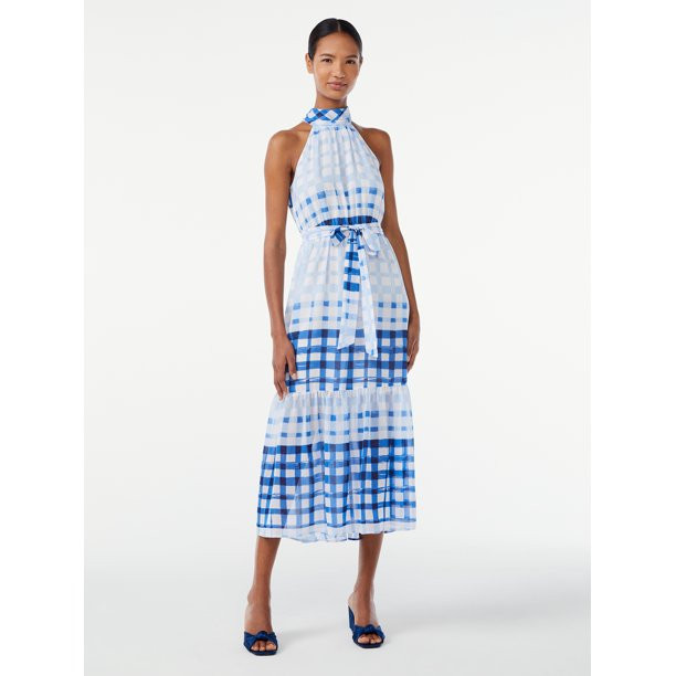 Scoop Women's Halter Top Midi Dress - Walmart.com | Walmart (US)