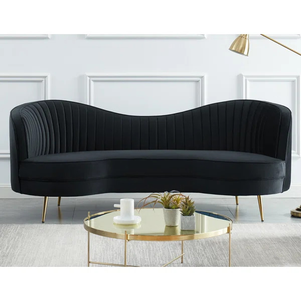 Sagatov 84'' Velvet Square Arm Curved Sofa | Wayfair North America