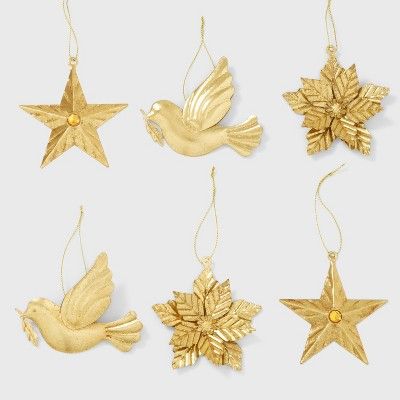 6pc Metal Christmas Tree Ornament Set Gold - Wondershop™ | Target