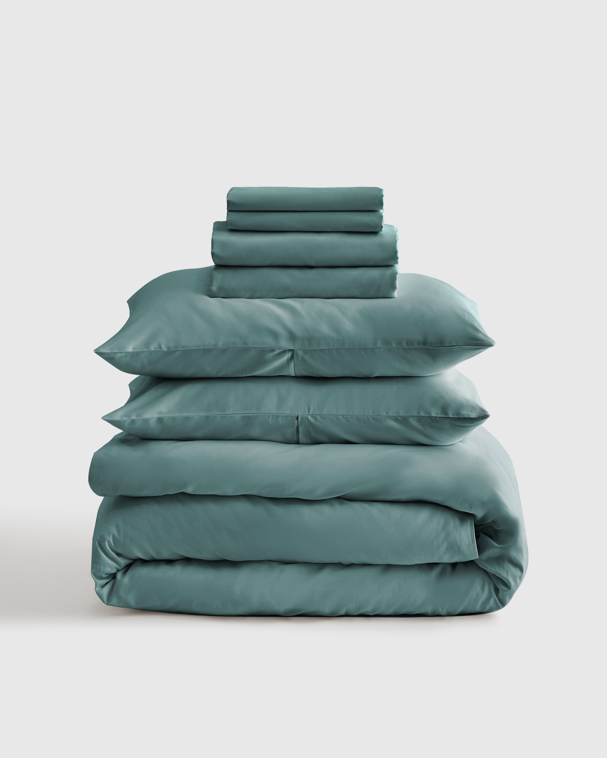 Quince | Luxury Organic Sateen Bedding Bundle in Pine, Size Twin, Cotton Sateen | Quince