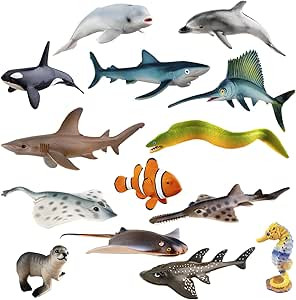 Toymany 14-Piece Realistic Sea Animal Figurines Set: 2-6" Ocean Creatures Including Whales, Shark... | Amazon (US)