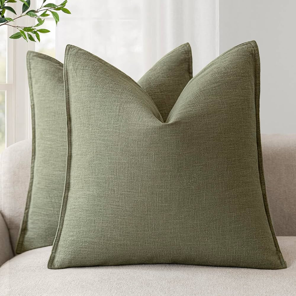 Foindtower Pack of 2, Decorative Linen Soild Throw Pillow Covers Soft Accent Cushion Case Farmhou... | Amazon (US)