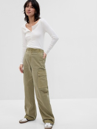 Loose Khaki Cargo Pants with Washwell | Gap (CA)