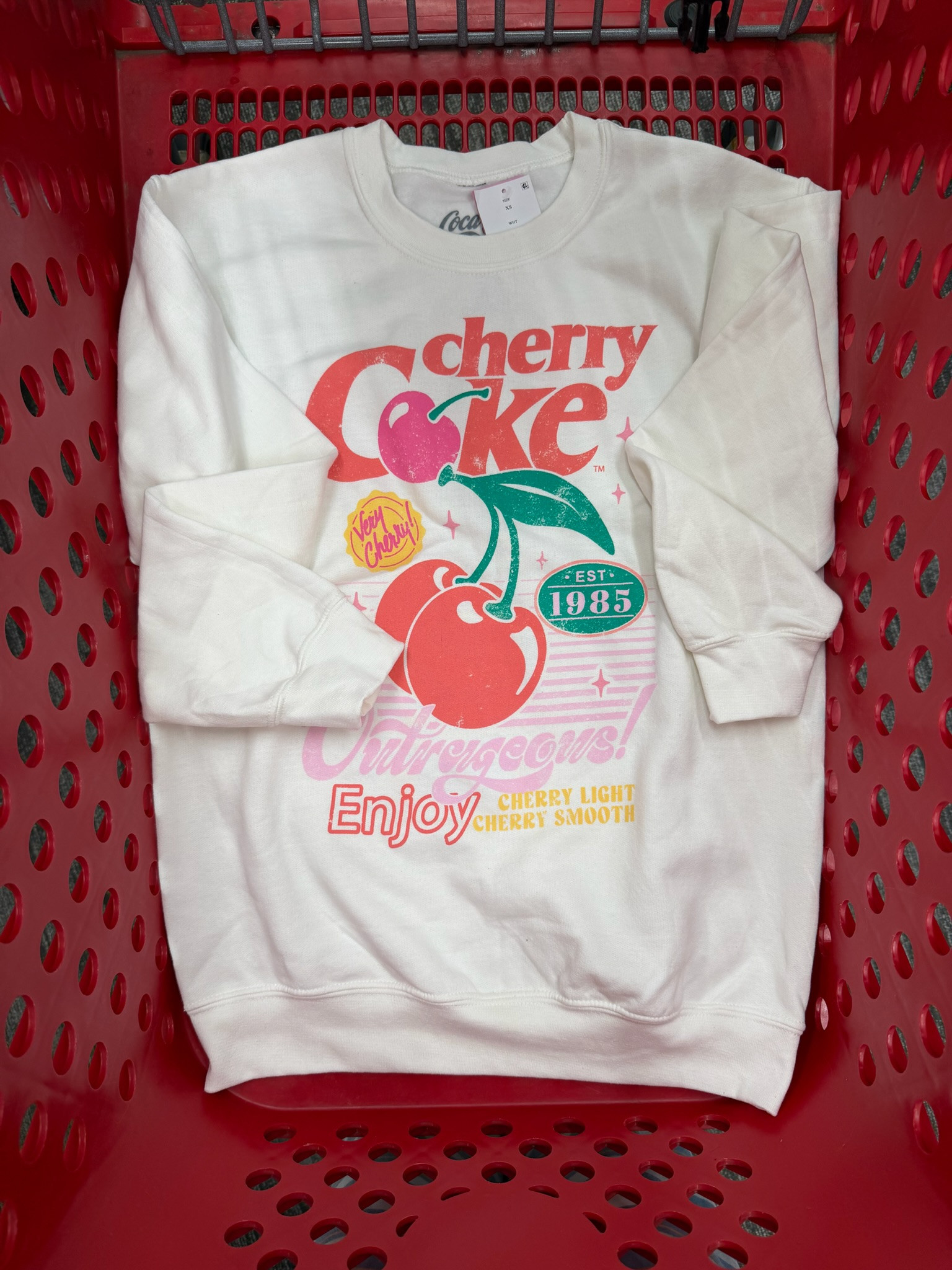 TARGET NEW ARRIVAL 🍒 this Cherry Coke graphic sweatshirt is giving cute nostalgic summer sleepover vibes and I honestly love it paired with boxer shorts or denim for an easy casual outfit!! summer outfits, memorial day outfit, casual outfits, target new arrivals, graphic sweatshirts, cherry coke sweatshirt, boxer shorts outfit, cozy outfits, cute lounge outfits, vacation outfits beach, everyday style, trendy target finds, oversized sweatshirt outfit, casual chic outfits, coca cola apparel, summer outfits, memorial day outfit, vacation outfits beach, work outfits, date night outfits, country concert outfits, summer dresses, plus size fashion, wedding guest dress summer 

 #LTKgrwm #LTKootd #LTKSeasonal