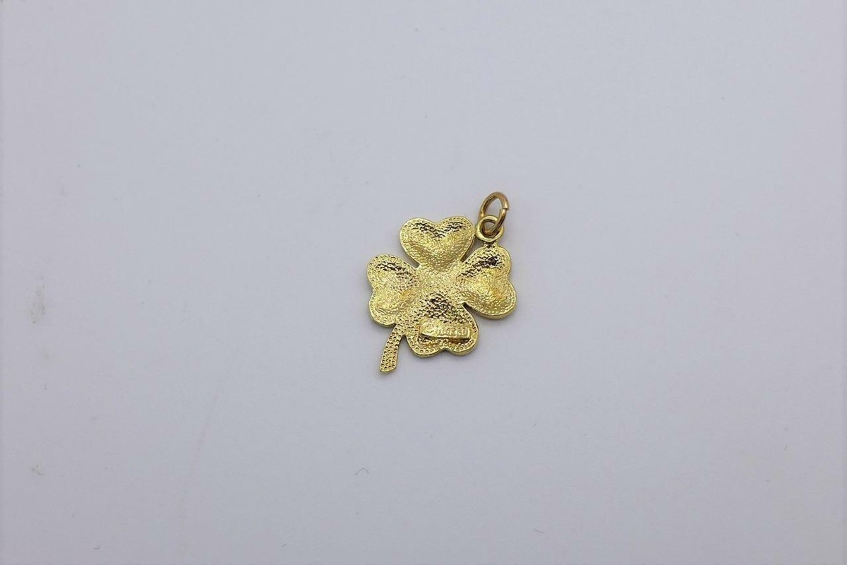 14KT YELLOW GOLD FOUR LEAF CLOVER GOOD LUCK CHARM PENDANT | eBay US
