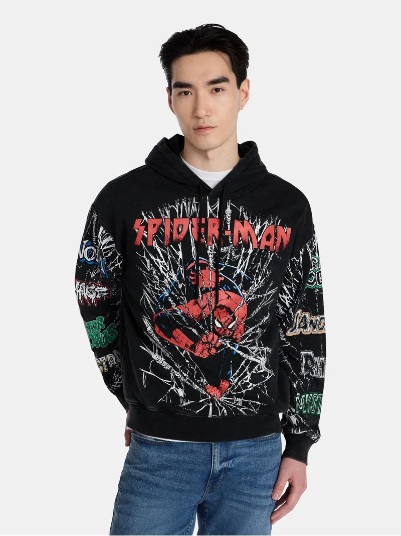 Marvel Spider-Man Men's and Big Men's Washed Knit Hoodie, Sizes S-3XL | Walmart (US)