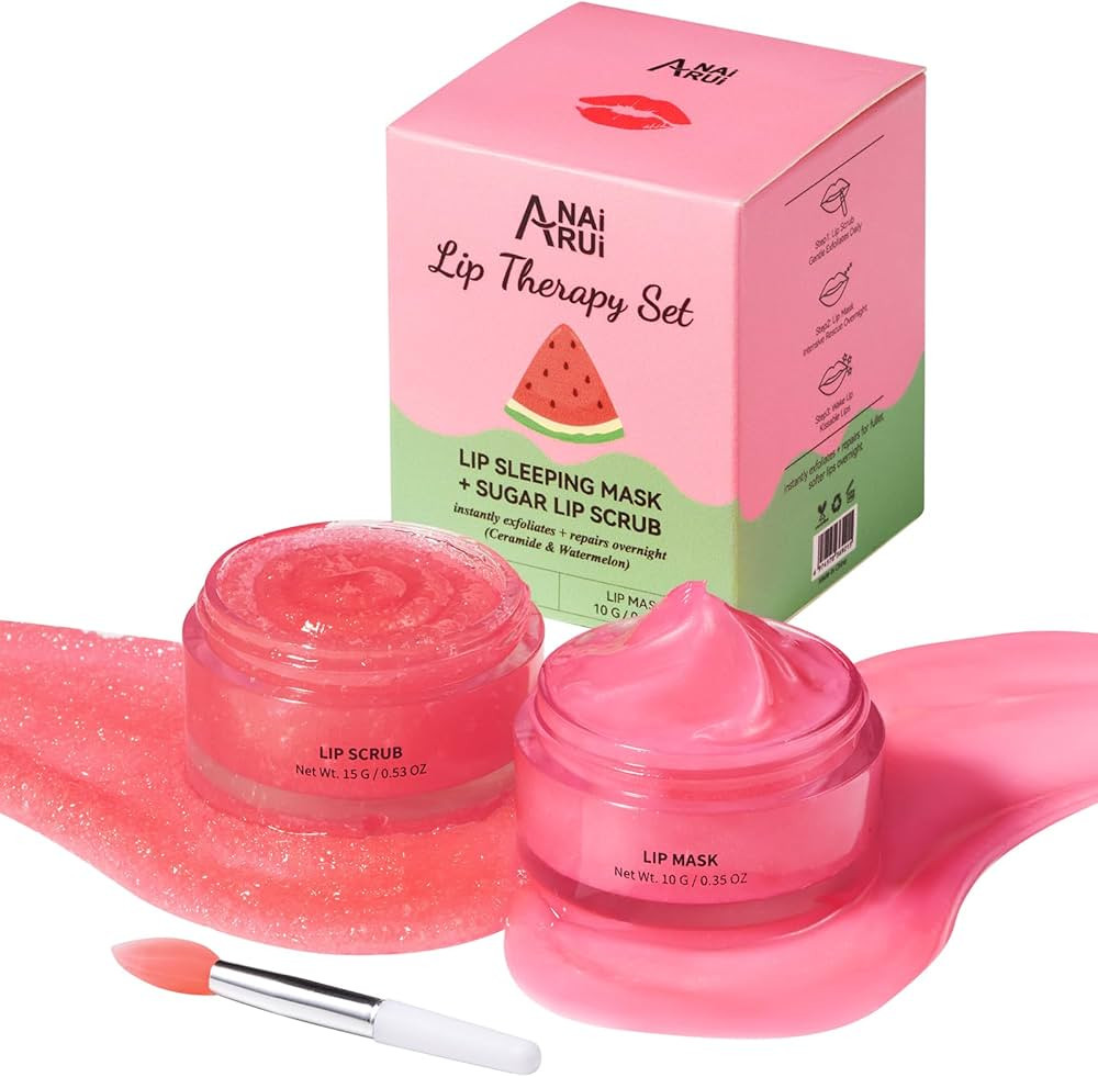 Lip Mask Set, Lip Scrub & Lip Butter, Overnight Lip Treatment Set Enriched With Skin Softening Ce... | Amazon (US)