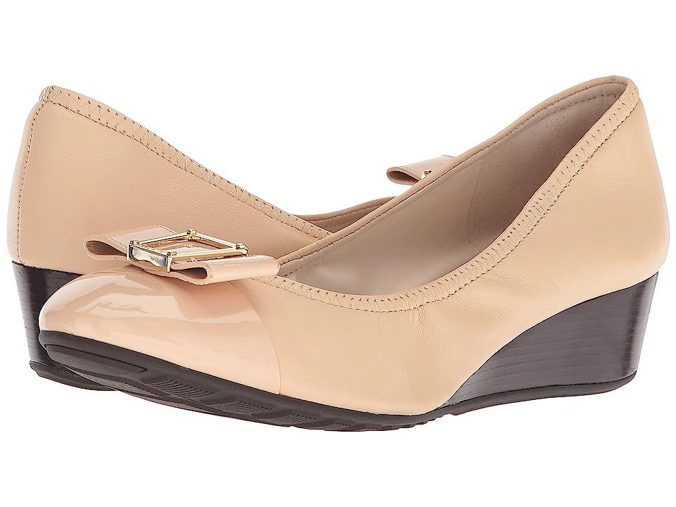Cole Haan Emory 40mm Bow Wedge II (Nude Leather) Women's Wedge Shoes | 6pm