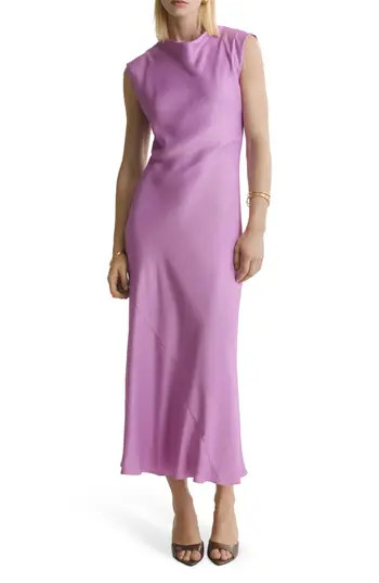 MANGO Satin Midi Dress in Light/Pastel Purple at Nordstrom Rack, Size 6 | Nordstrom Rack
