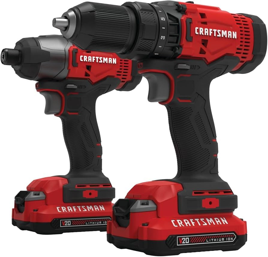CRAFTSMAN V20 MAX Cordless Drill and Impact Driver, Power Tool Combo Kit with 2 Batteries and Cha... | Amazon (US)