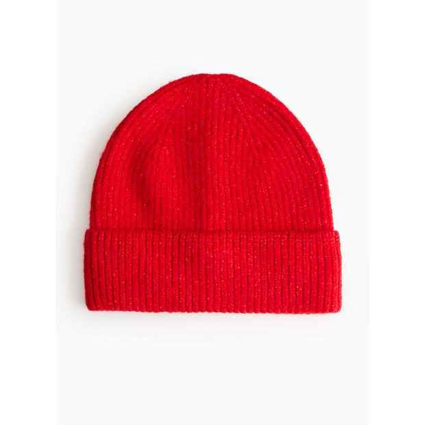 Red Ribbed Knitted Beanie  One Size | Tu Clothing