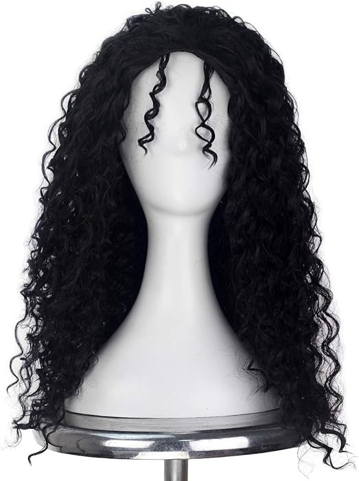 Miss U Hair Women Classic Long Afro Curly Witch Cosplay Costume Wig Punk Lolita Wig (Black) | Amazon (US)