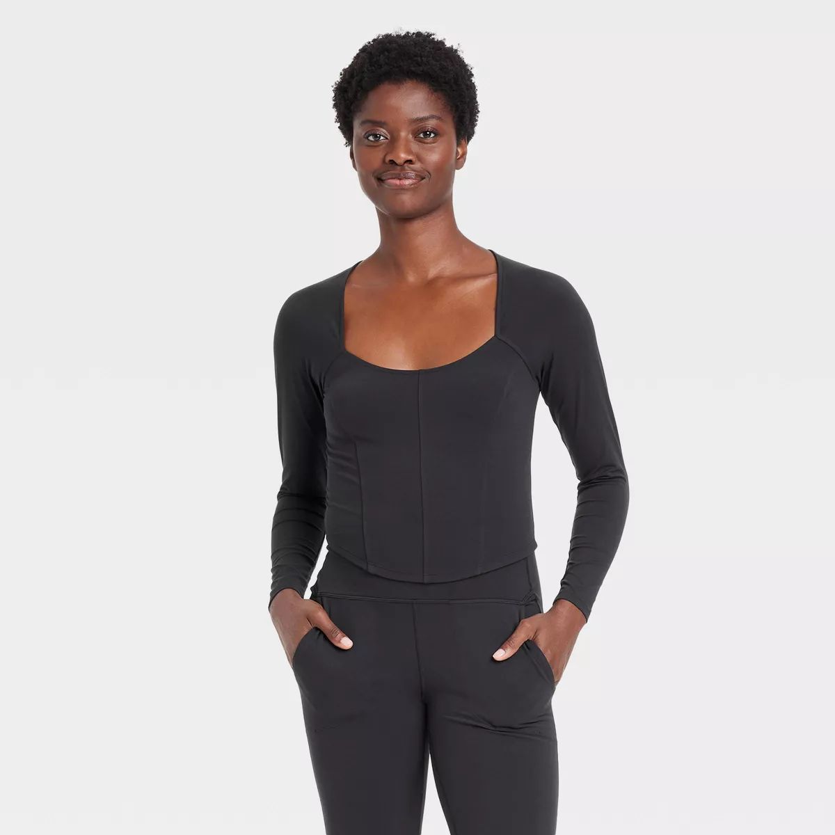 Women's Everyday Soft Cropped Long Sleeve Top - All In Motion™ Black XS | Target