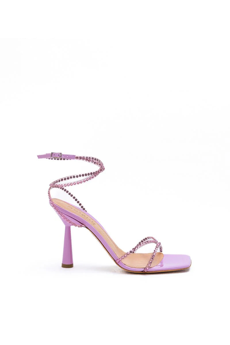 KIM SANDAL IN ROSE PINK CRYSTAL TRANSPARENT | Kolane | CULT MIA | CULT MIA UK LTD