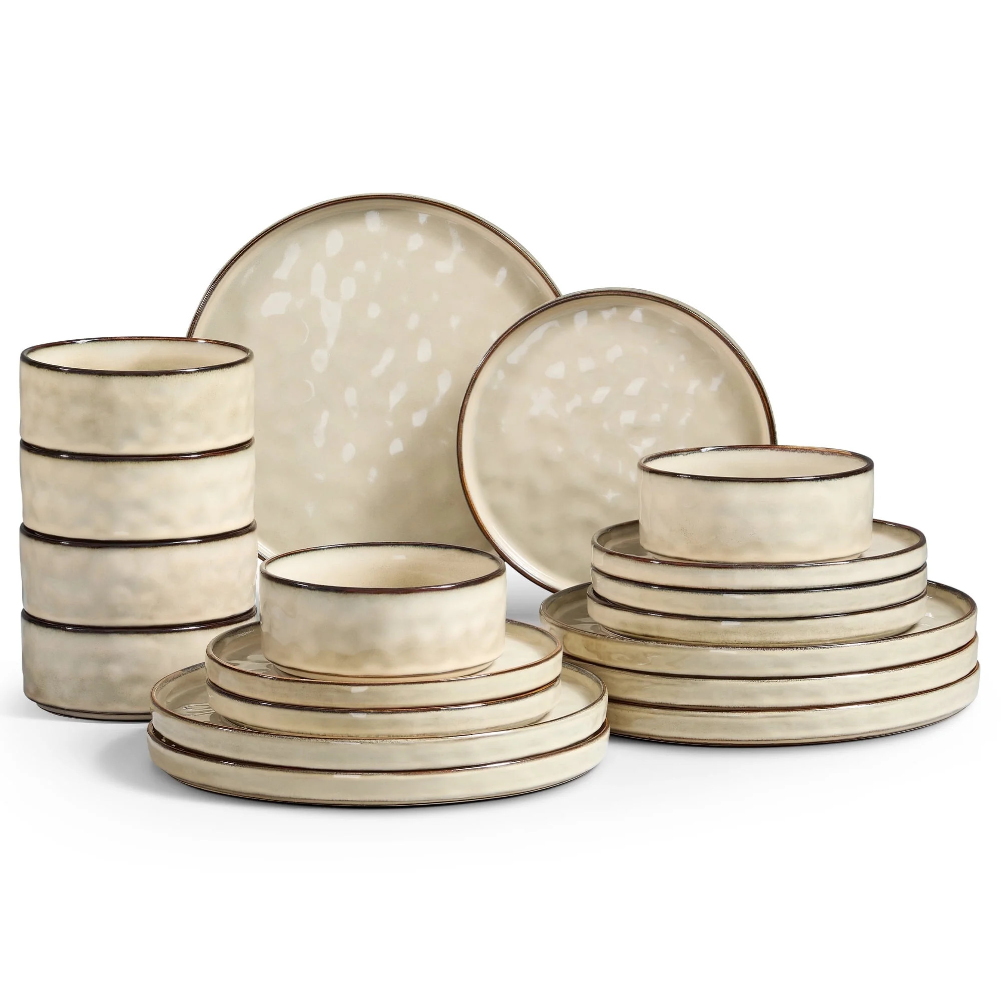 Onader Dinnerware Sets for 6, 18-Piece Plates and Bowls Set, Stoneware Dish Set for Kitchen, Cera... | Walmart (US)