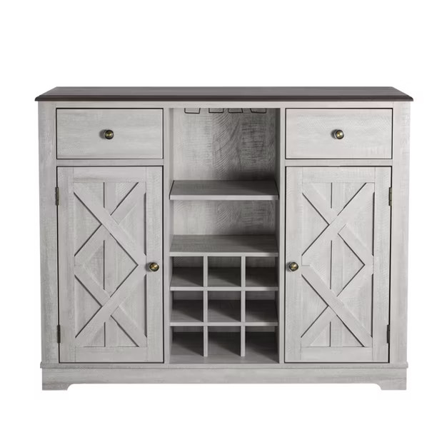 47" Wood Bar Cabinet with Brushed Nickel Knobs White - Home Essentials | Target