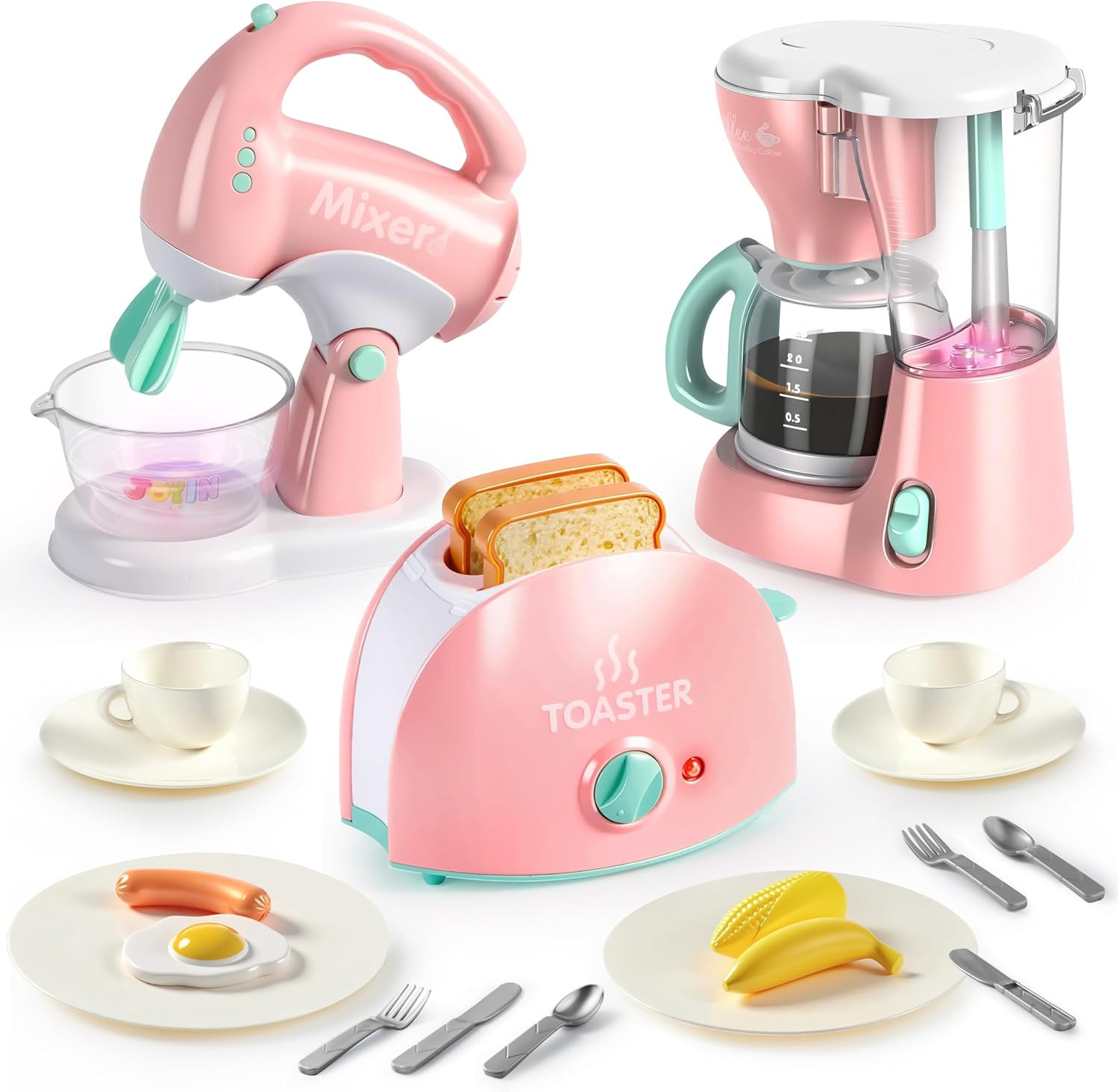Joyin Play Kitchen Toys, Pretend Food Kitchen Accessories Girls Toy with Coffee Maker, Mixer, Toa... | Amazon (US)