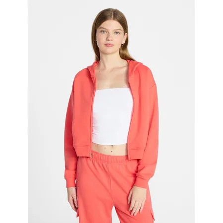 No Boundaries Boxy Zip-Up Hoodie, Women's XXS-XXL | Walmart (US)