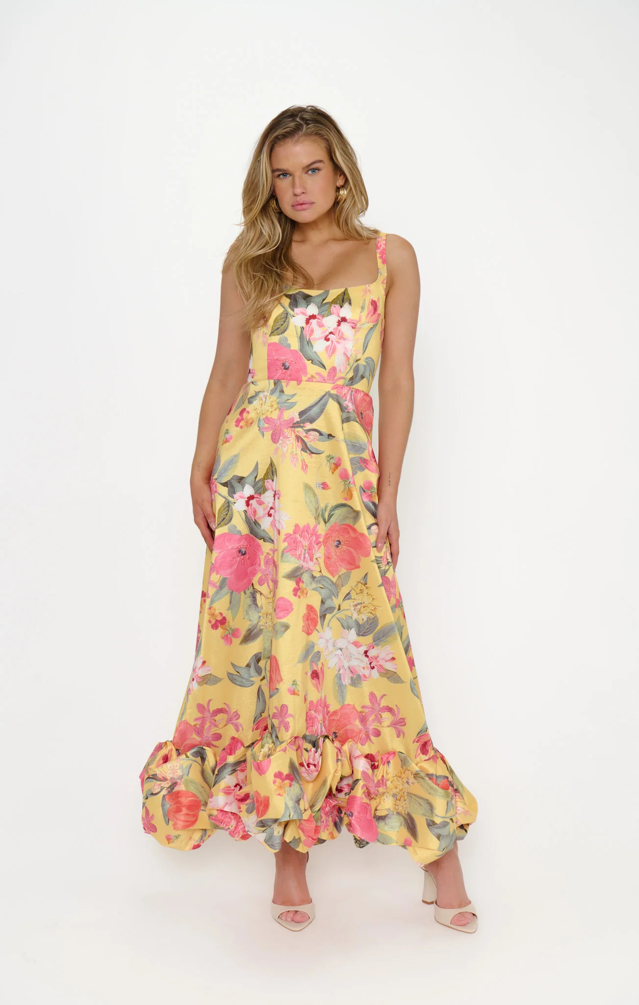 Rebecca Midi Dress, in Mimosa Floral Taffeta, Size: XL | Show Me Your Mumu | Show Me Your Mumu