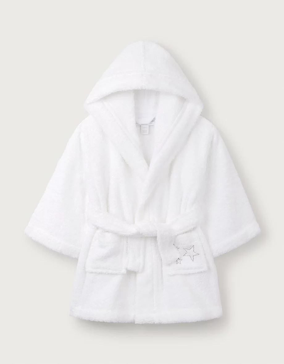 Organic Cotton Star Baby Robe (0–12mths) | The White Company UK & ROW