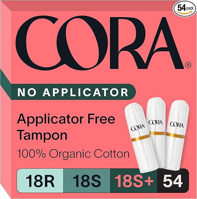 Cora Non-Applicator Tampons | 100% Organic Cotton (54 R/S/S+ Tampons) | Amazon (US)