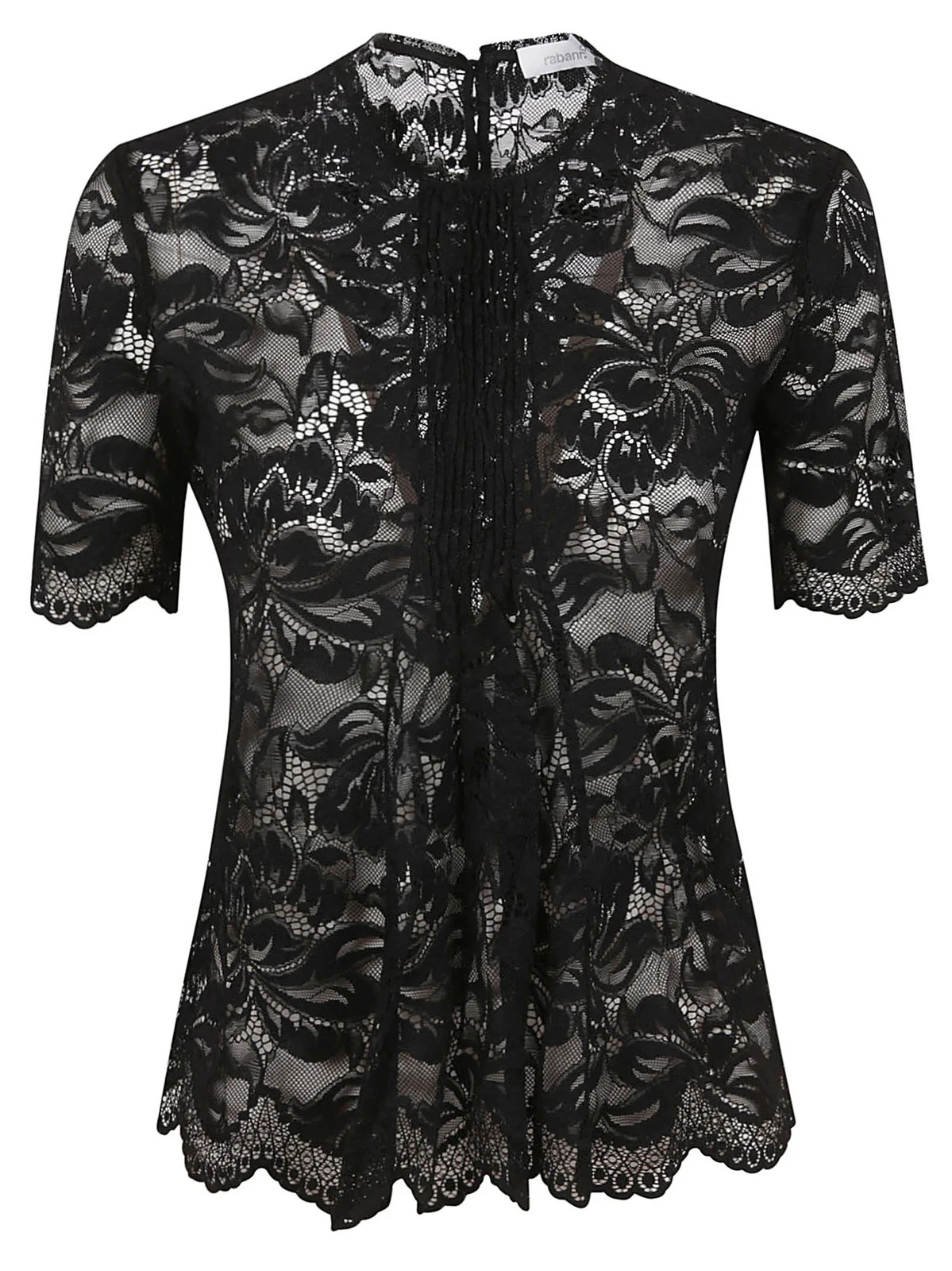 Paco Rabanne Short Sleeved Mesh Lace Top | Cettire Global